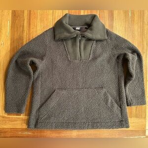 Land’s End Charcoal Cozy Boucle‎ Fleece Pullover Large.